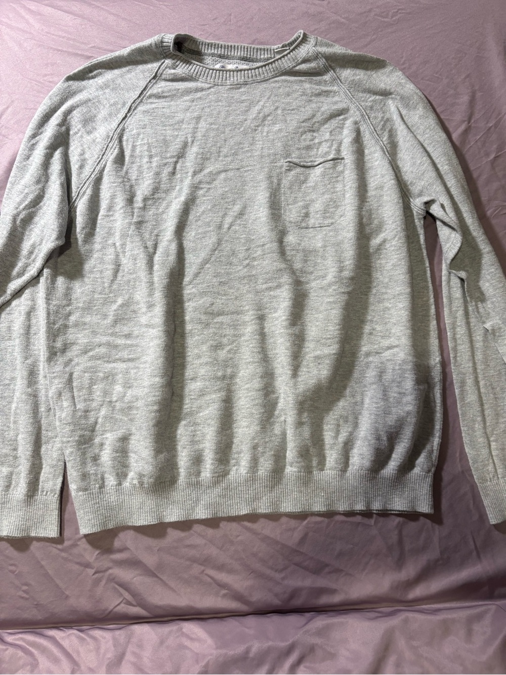 Tommy Bahama Light Gray Crewneck Sweater with Chest Pocket